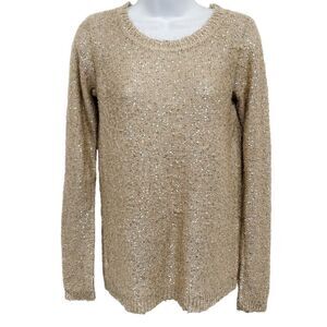 2/$30 The Limited Metallic Sequin Embellished Long Sleeve Knit CrewSweater Top